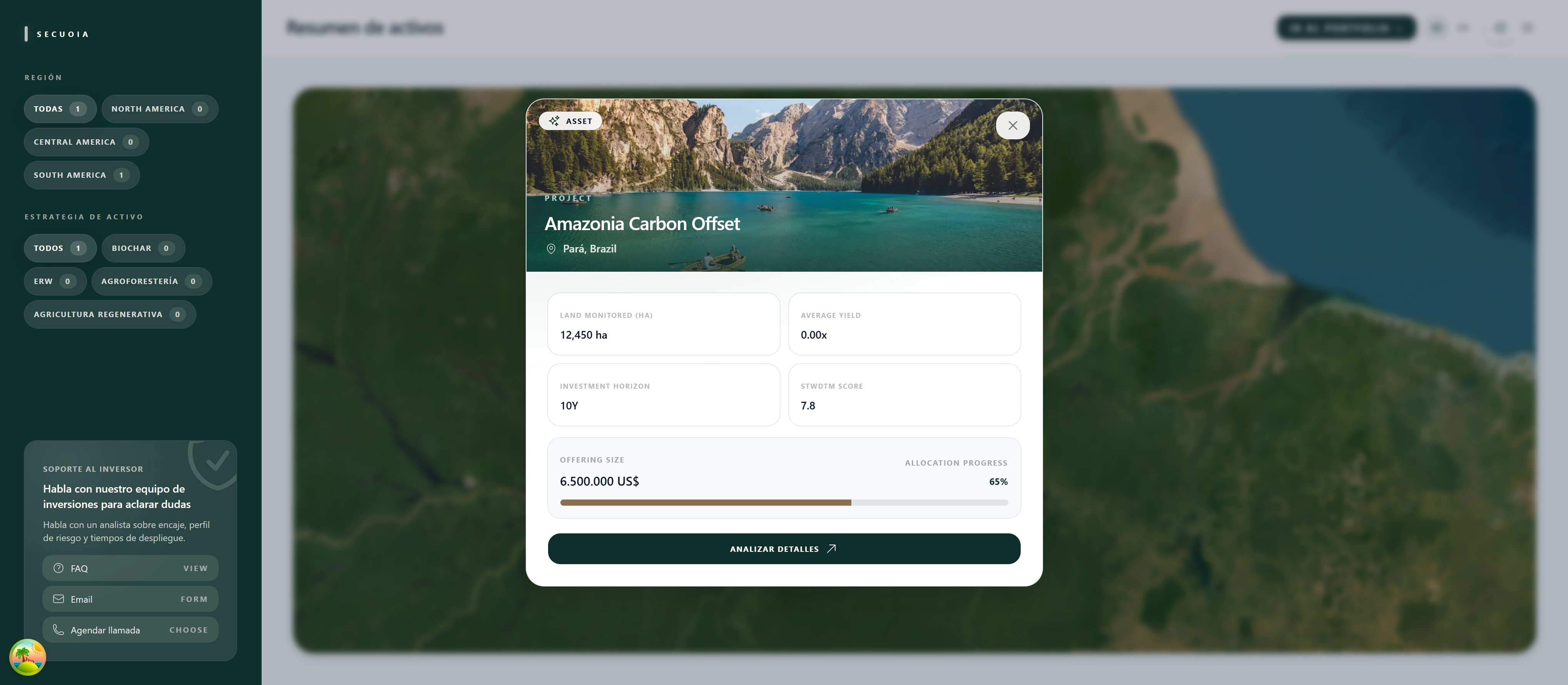 Vista del panel para inversionistas